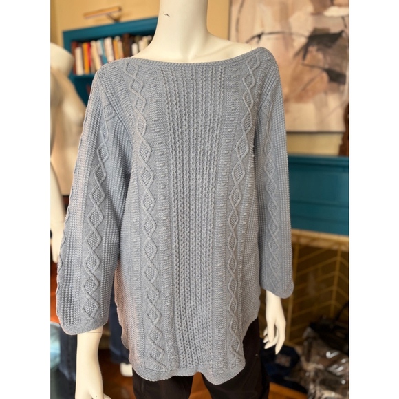 Women's Jeanne Pierre Sweater XL Blue Cable Knit - Picture 1 of 4